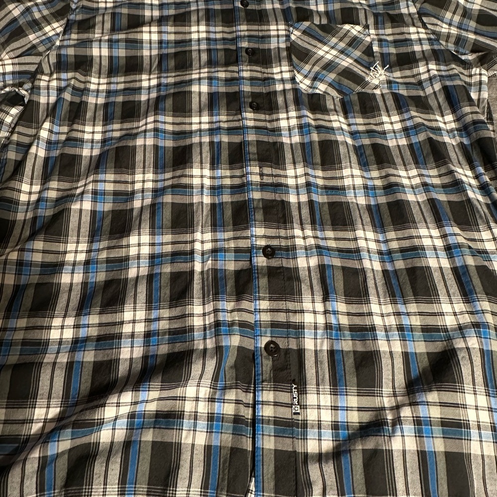 Rusty Black and Blue Plaid Casual Shirt